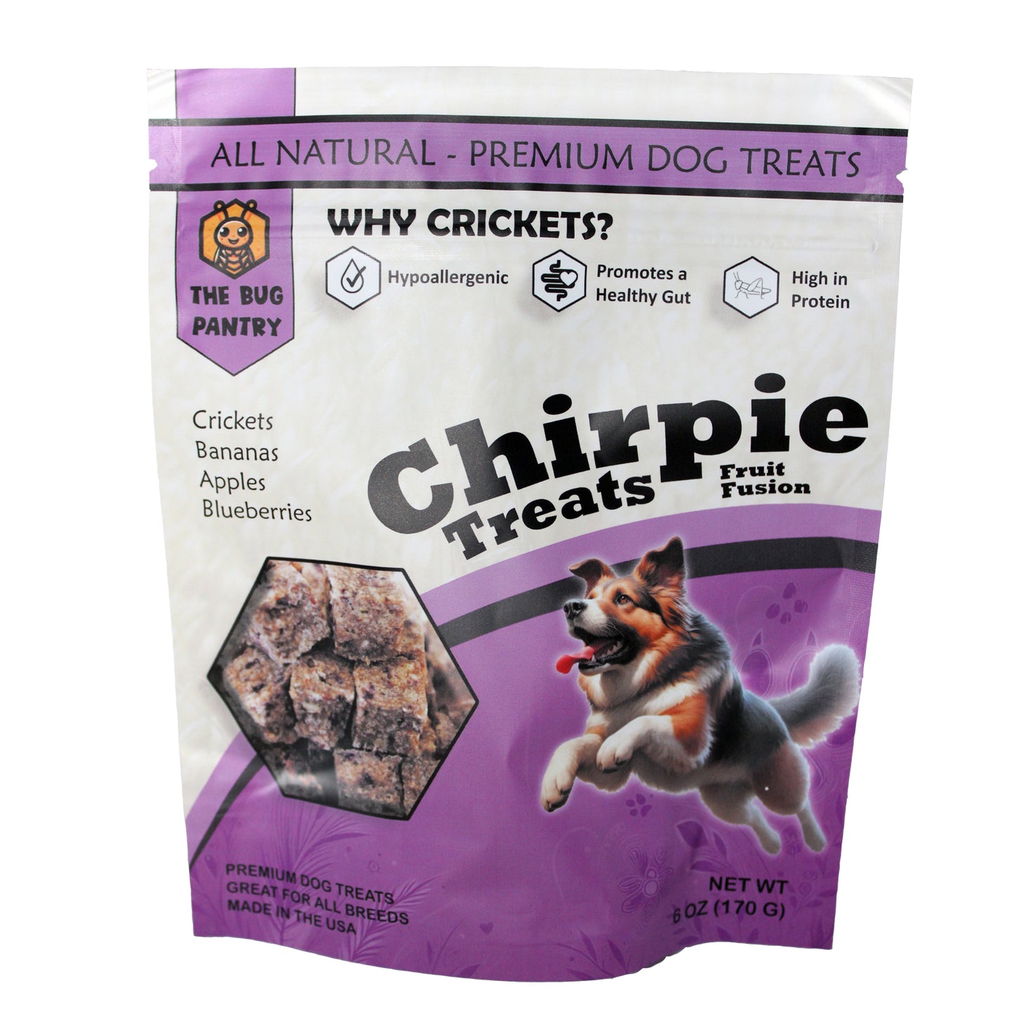 Cricket Dog Treats - High protein dog treats made with cricket protein. All-natural, sustainable dog treats. Fruit Fusion - The Bug Pantry