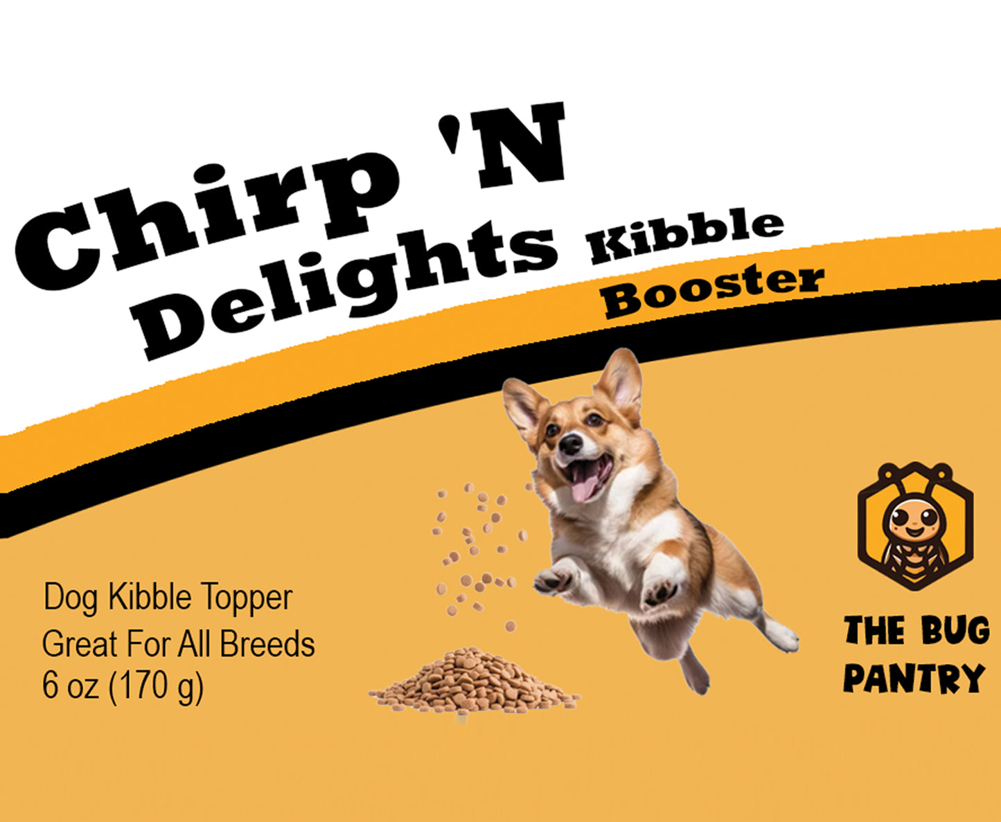 Cricket Based Kibble Booster - High protein kibble topper made with cricket protein. All-natural, sustainable dog treats. Chirp'n Delights